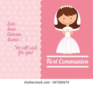 first communion card design, vector illustration eps10 graphic 