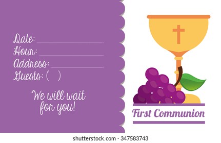 first communion card design, vector illustration eps10 graphic 