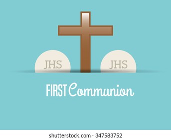 first communion card design, vector illustration eps10 graphic 