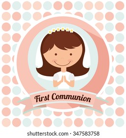 first communion card design, vector illustration eps10 graphic 