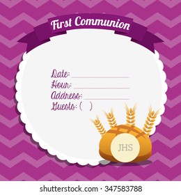 first communion card design, vector illustration eps10 graphic 