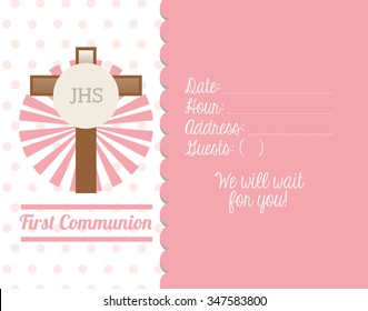 first communion card design, vector illustration eps10 graphic 