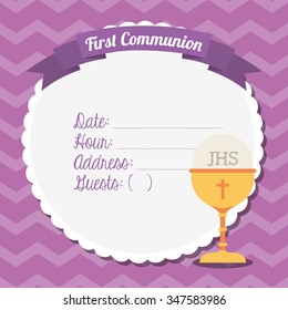 first communion card design, vector illustration eps10 graphic 