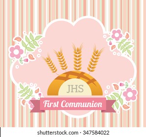 first communion card design, vector illustration eps10 graphic 