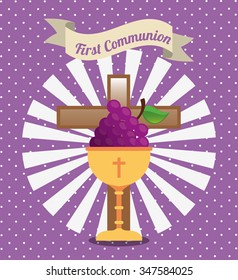 first communion card design, vector illustration eps10 graphic 