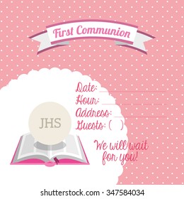 first communion card design, vector illustration eps10 graphic 