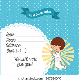 first communion card design, vector illustration eps10 graphic 