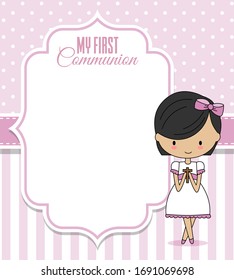 First communion card. Frame with space for text