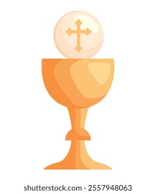 first communion chalice and host isolated