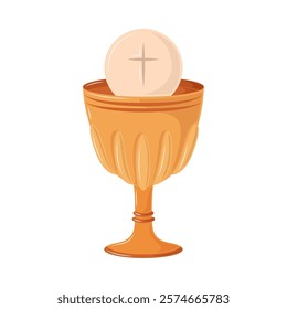 first communion chalice and host isolated