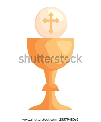 first communion chalice and host isolated