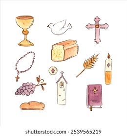 first communion elements illustration design