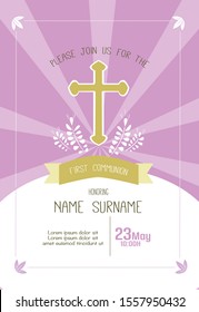 first communion girl invitation template 