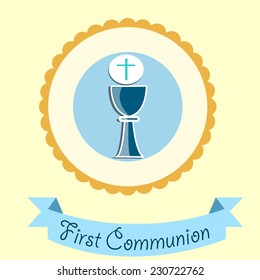 First Communion illustration over color background