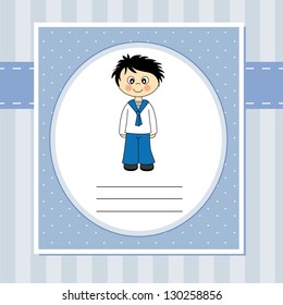 First Communion Invitation Card. Boy