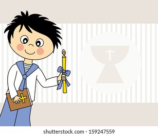 First Communion Invitation Card. boy