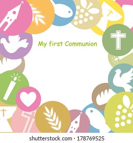 First Communion Invitation Card. framework