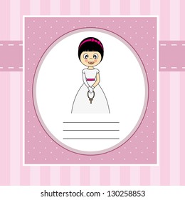 First Communion Invitation Card. Girl