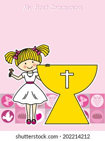 First Communion Invitation Card. Girl