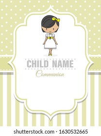 First communion invitation card. Space for text