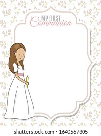 First communion invitation card. Space for text