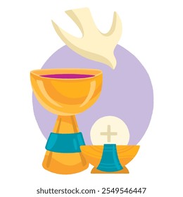 First communion items card, Sacramental Bread in a Mass, Jesus Eucharist