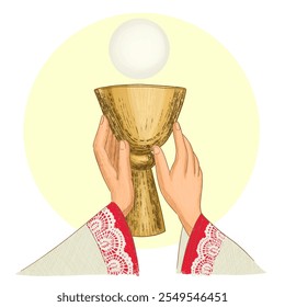 First communion items card, Sacramental Bread in a Mass, Jesus Eucharist