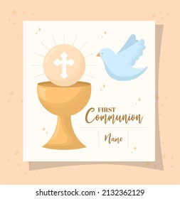 first communion items illustration with lettering