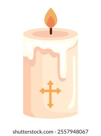 first communion light candle isolated