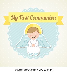 first communion over white background vector illustration