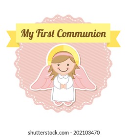 first communion over white background vector illustration