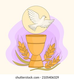 First communion symbols for a nice invitation, chalice, dove and spikes.