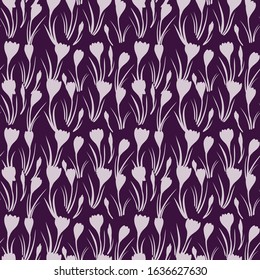 first crocuses delicate silhouettes spring fresh floral botanical seasonal monochrome seamless pattern 