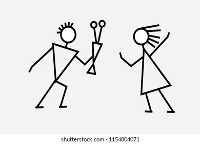 First date of a guy and a girl. Vector illustration.