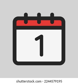 Icono de primera fecha en estilo de línea rellena, uso para presentación de aplicaciones móviles del sitio web