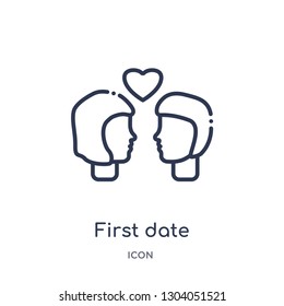 first date icon from user interface outline collection. Thin line first date icon isolated on white background.