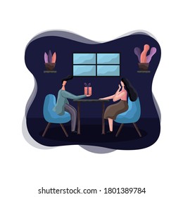 First date illustration.Vector design template isolated.
Suitable for landing page, ui, website, mobile app, editorial, poster, flyer, article, and banner.