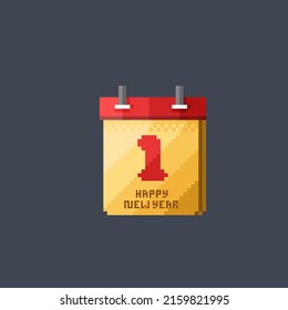 first date on the calendar in pixel art style