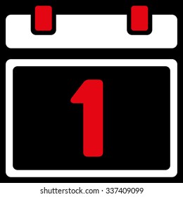 First Date vector icon. Style is bicolor flat symbol, red and white colors, rounded angles, black background.
