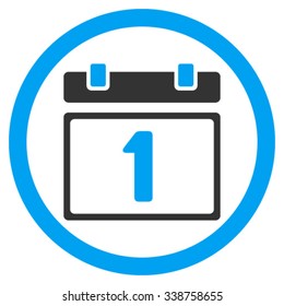 First Date vector icon. Style is bicolor flat rounded symbol, blue and gray colors, rounded angles, white background.
