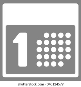 First Date vector icon. Style is flat symbol, white color, rounded angles, gray background.