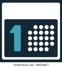 First Date vector icon. Style is bicolor flat symbol, blue and white colors, rounded angles, dark blue background.