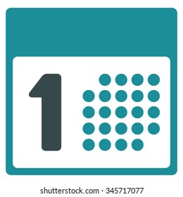 First Date vector icon. Style is bicolor flat symbol, soft blue colors, rounded angles, white background.