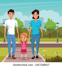 the first day of class and fathers and children in nature vector illustration graphic design