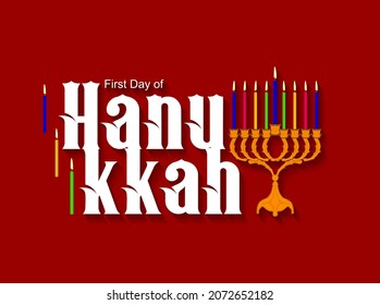 First Day Of Hanukkah Banner And Poster Design For Social Media And Print Media.