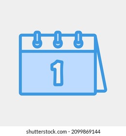 Icono de primer día ilustración vectorial de estilo azul sobre calendario y fecha, uso para presentación de aplicación móvil del sitio web