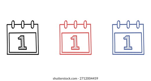 Erster Tag des Monats Kalenderdatum Vektorsymbol