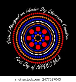 First Day of NAIDOC (National Aboriginal and Islander Day Observance Committee) Week event banner on black background to celebrate on July