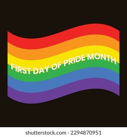 First Day of Pride Month in the United States Badge, LGBTQ Pride Quotes Rubber, Stamp, Seal, Sticker, Logo, tshirt design, Emblem, Banner, Poster, June 1st Day Design, lgbtq love Vector Illustration