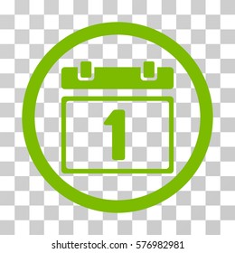 First Day rounded icon. Vector illustration style is a flat iconic symbol inside a circle, eco green color, transparent background. Designed for web and software interfaces.